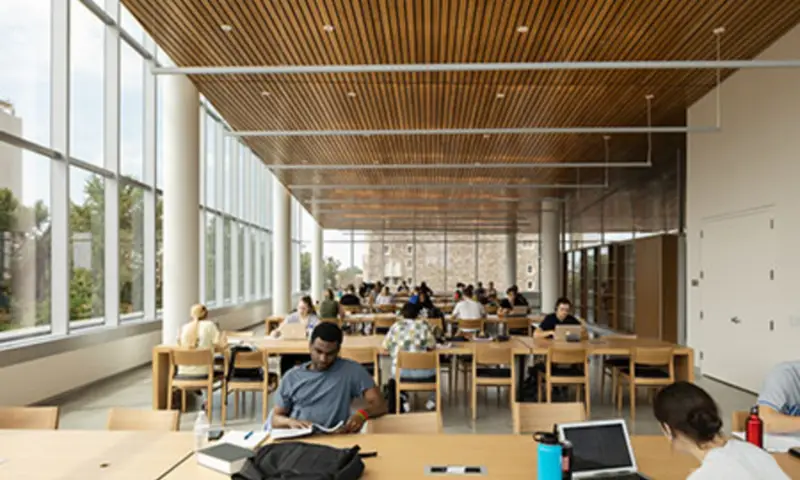 Quiet reading room in the campus library