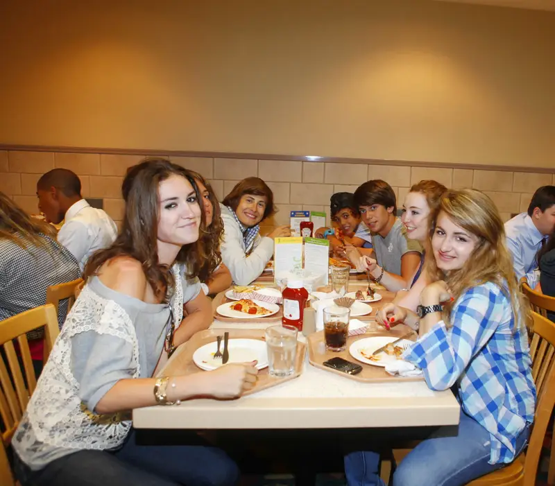 Students dining during a past program