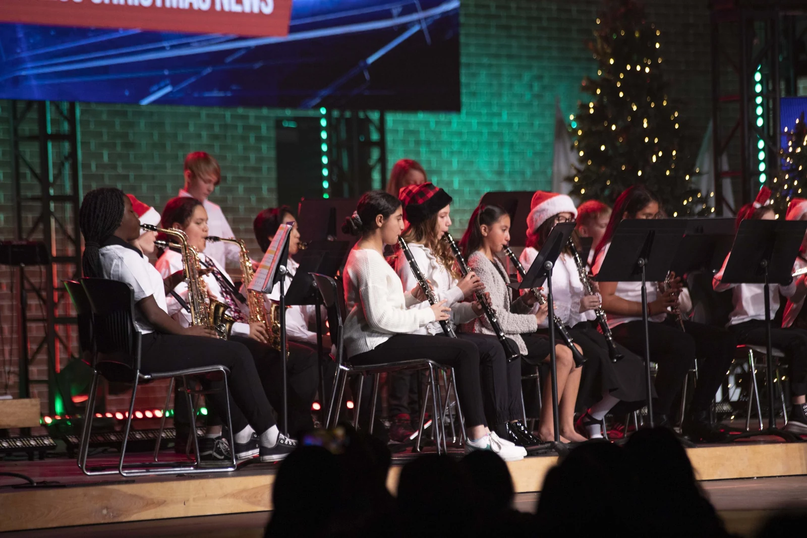 Students performing in an instrumental ensemble