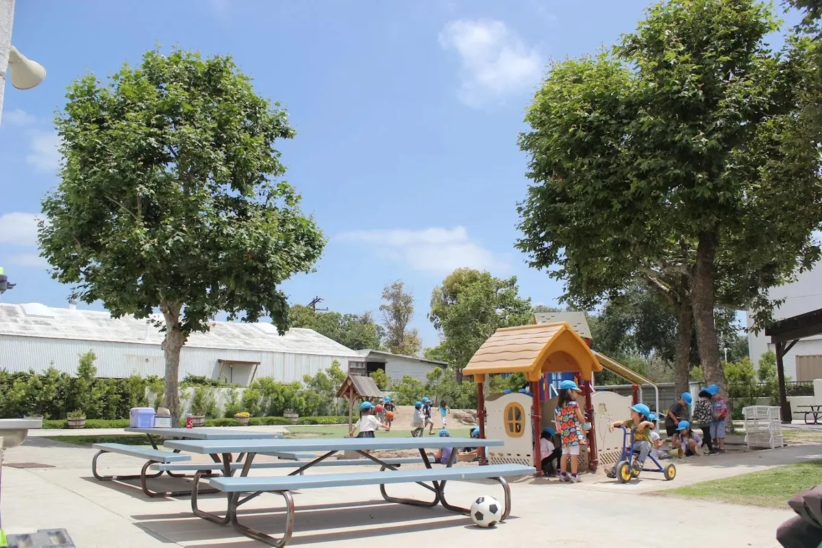 Outdoor dining and play area