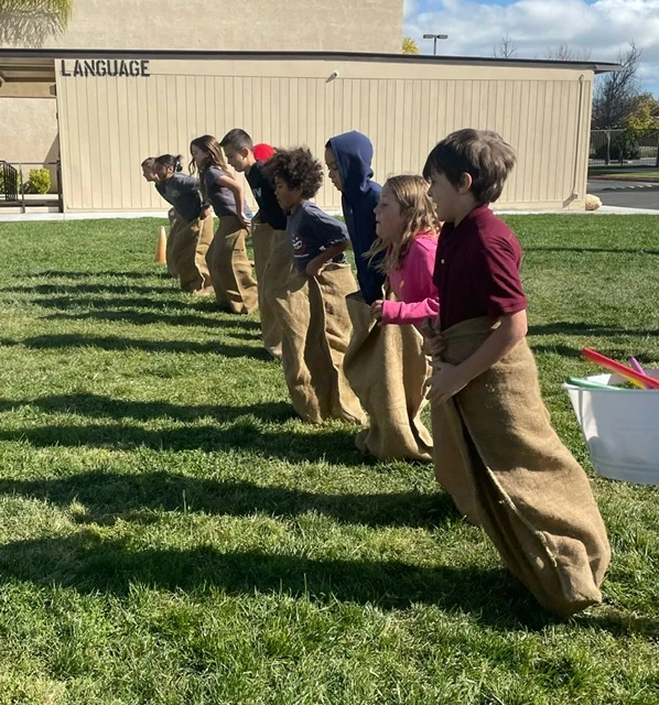 Group games on the school lawn