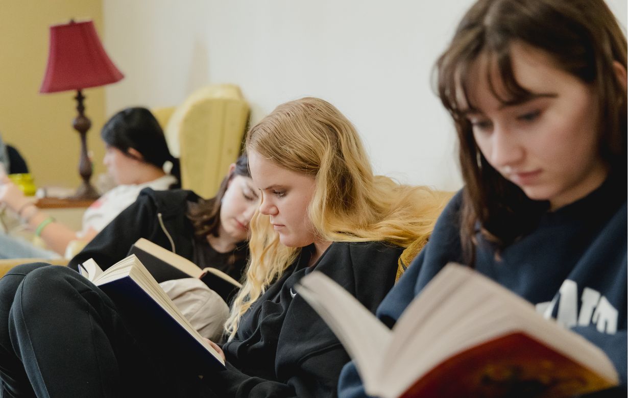 Students reading quietly