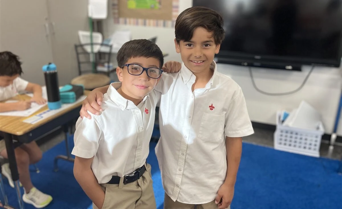 Classmates together in their classroom
