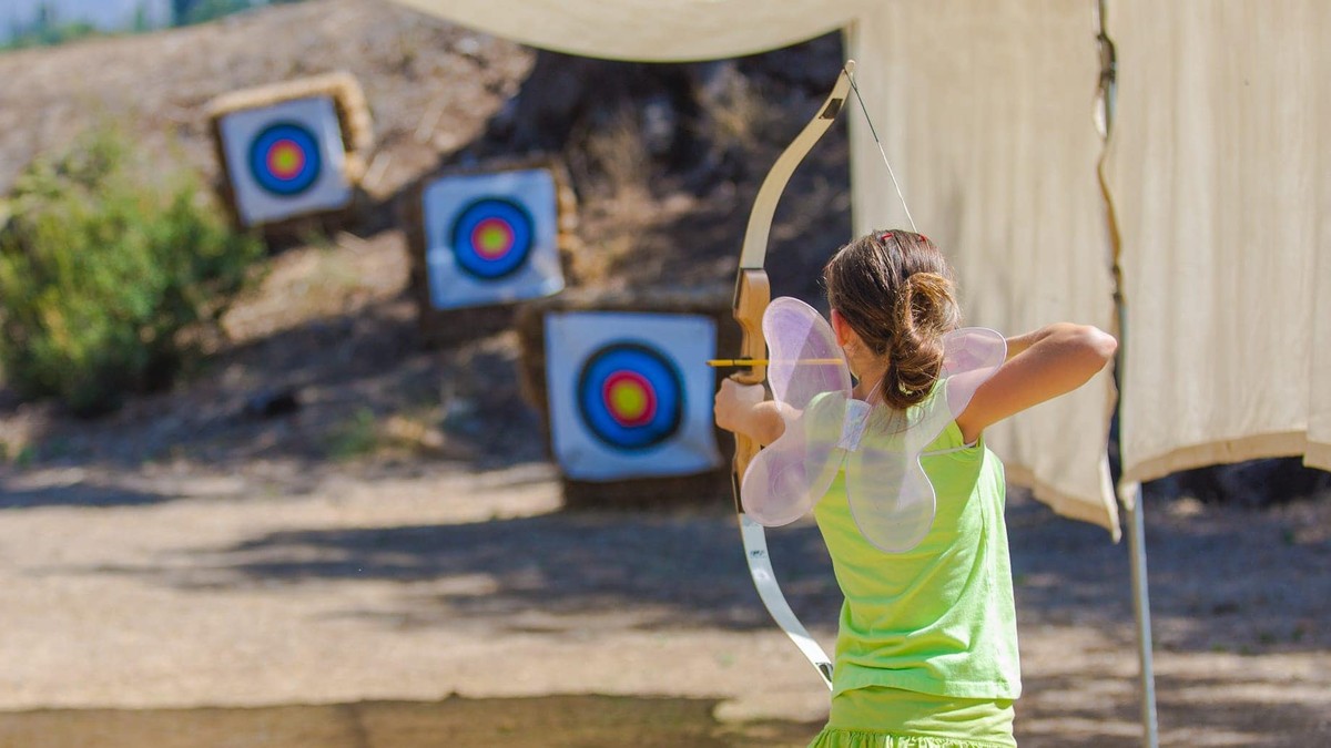 Past Camp Kinneret activity: archery practice at the target range