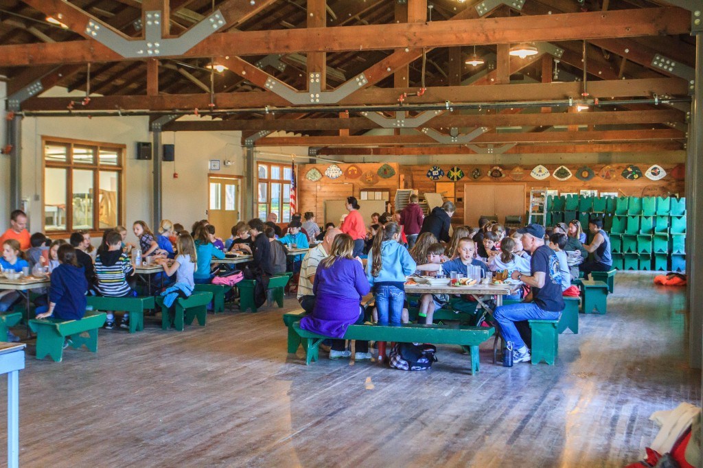 Camp life: group dining in Rounds Hall
