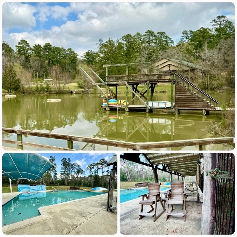 Past camp-tour views: lakefront and pool facilities