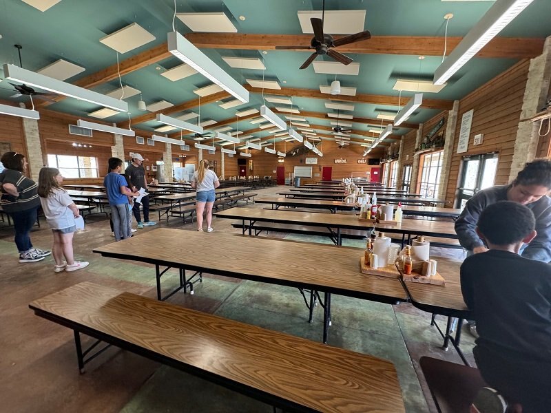 Past camp-tour view: the dining hall
