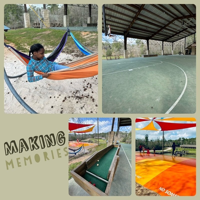 Past camp-tour views: courts and recreation areas