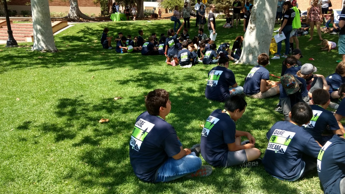 iD Tech campers gather outdoors at UCLA, 2017