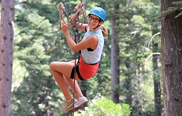 Past Mountain Camp activity: a ropes activity with safety equipment