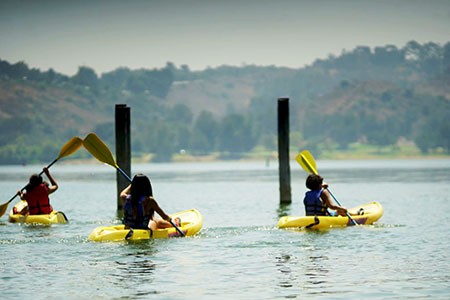 Past Outpost program: kayaking on a lake