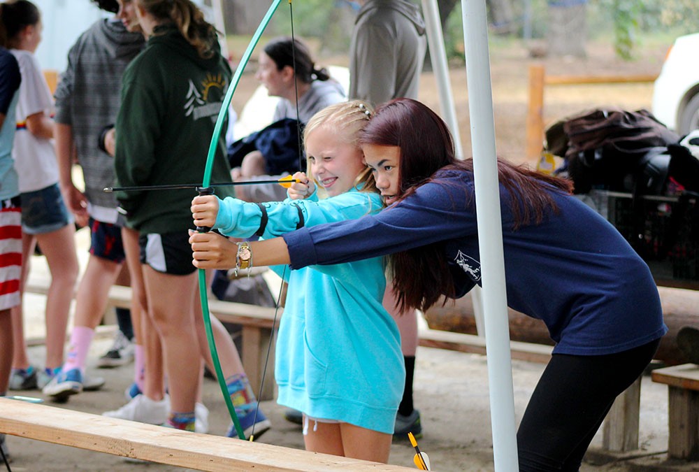 Past camp activity: staff-supported archery practice