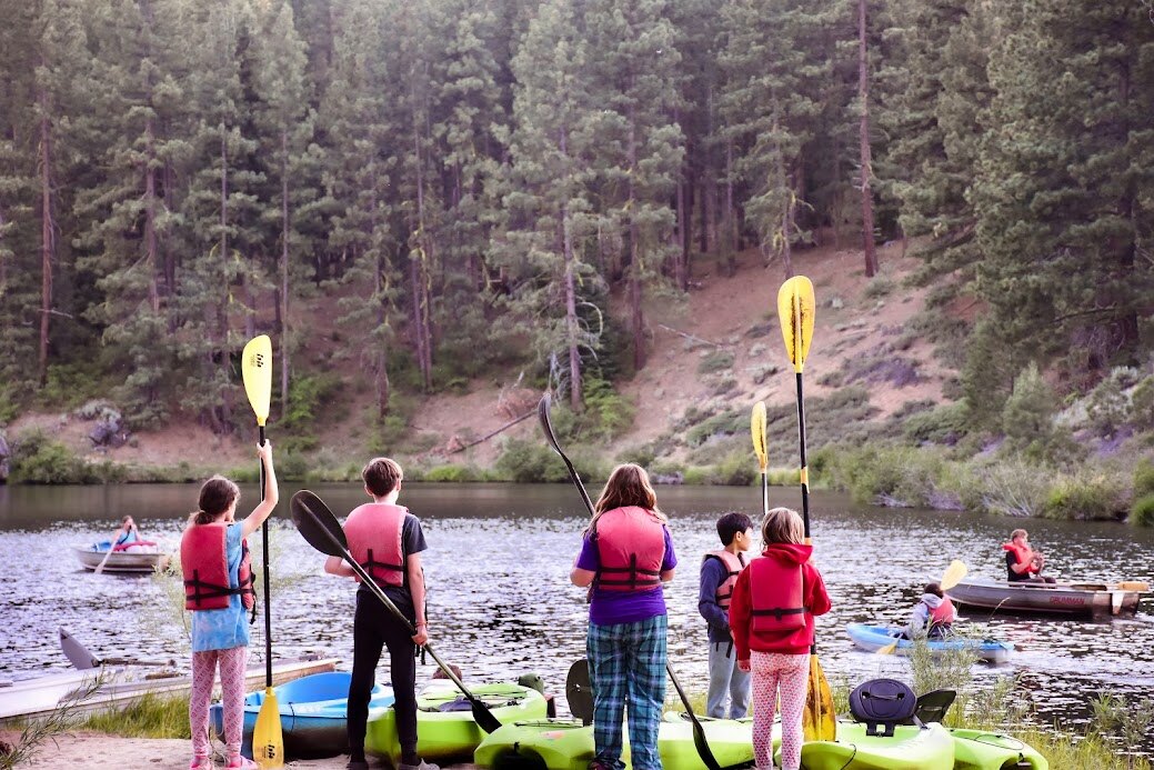 Lakeside activities: getting ready together