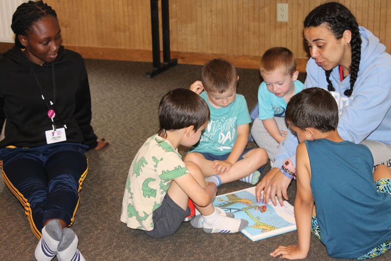 Past day camp: small-group reading with staff
