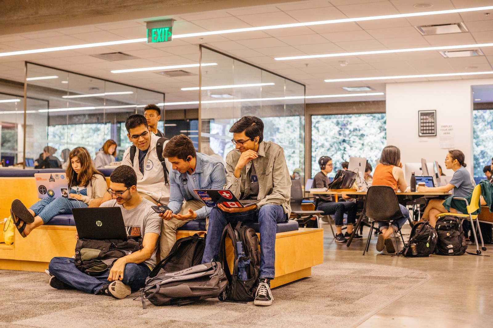 Student collaborative study space inside Moffitt Library