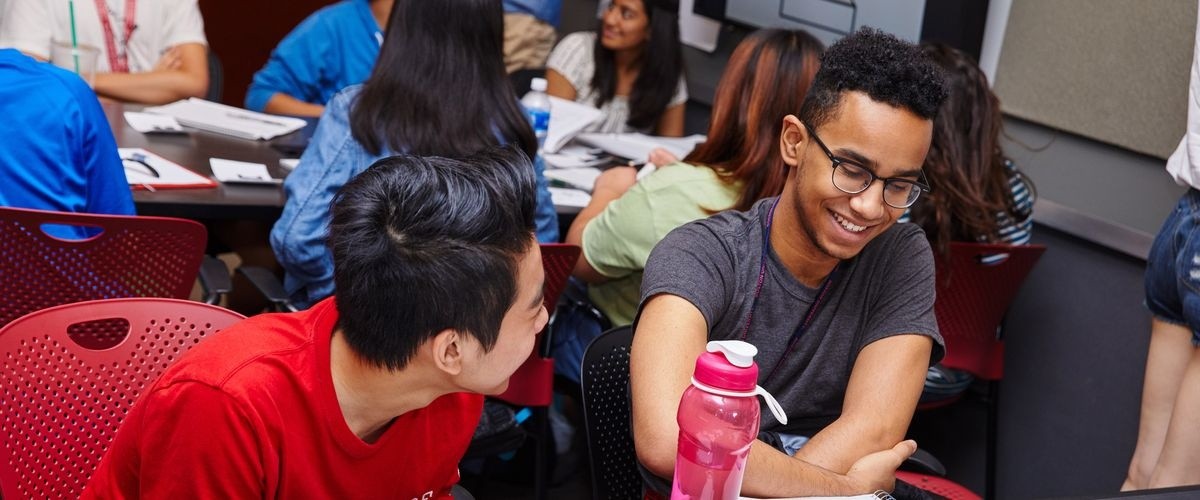 High School Honors students working together in an undergraduate course