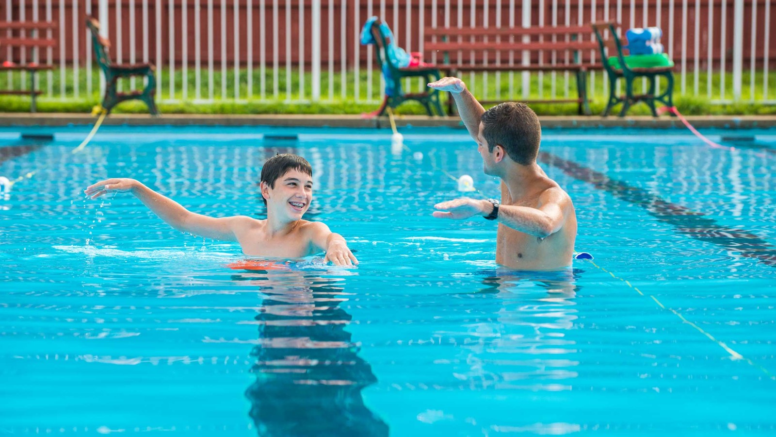 Instruction and practice in the swimming pool