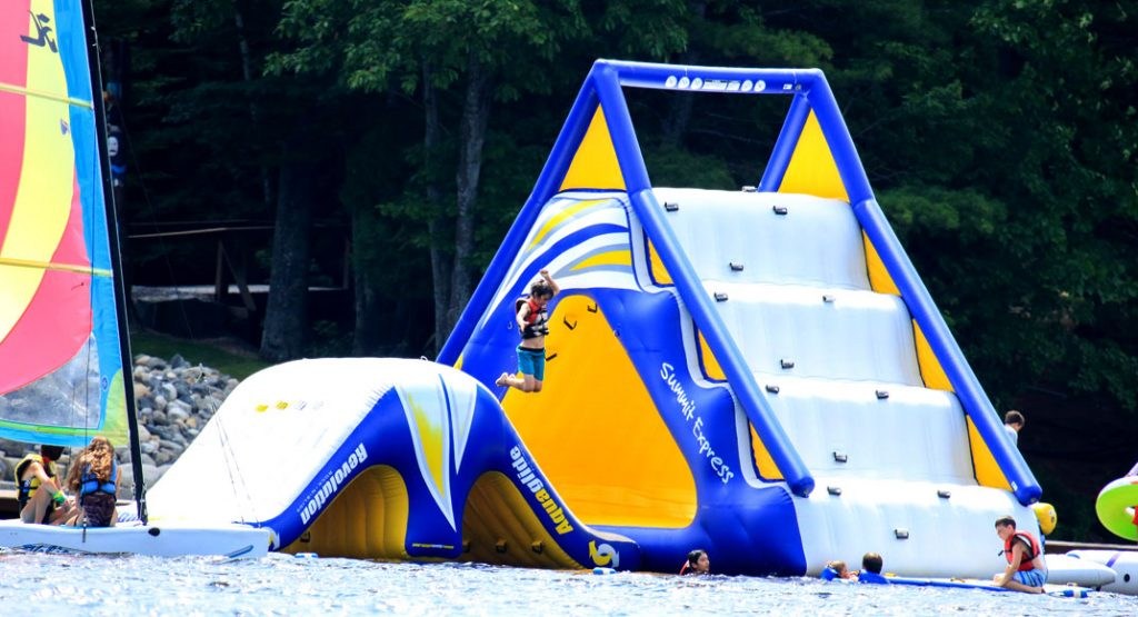 Inflatable activity equipment on the lake