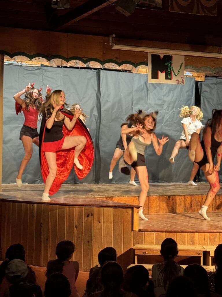 Campers performing on stage