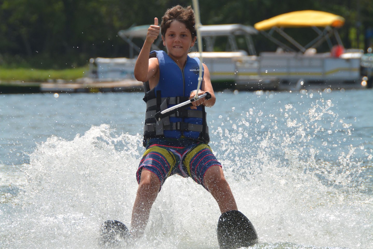 Water skiing on the lake