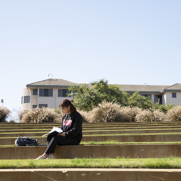 Reading on steps around the LMU campus