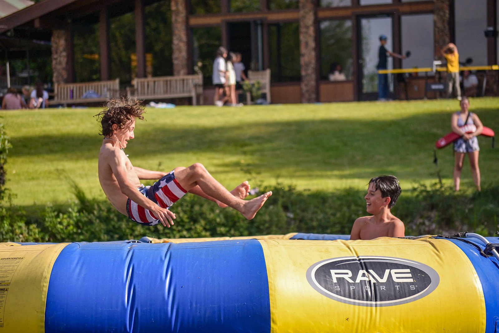 Campers use the lagoon recreation equipment