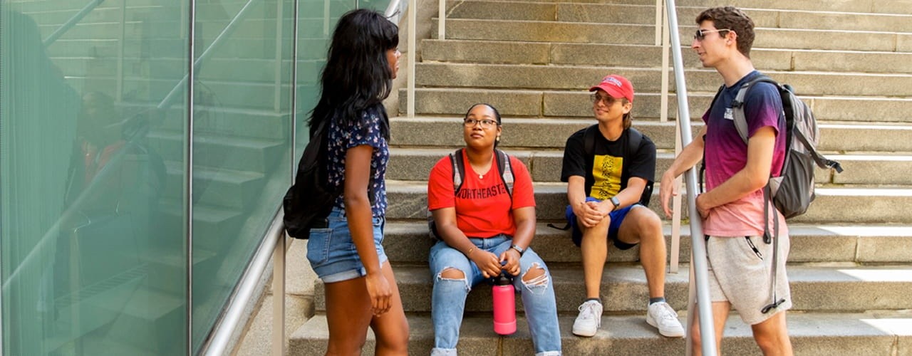 Students talking on Northeastern’s campus