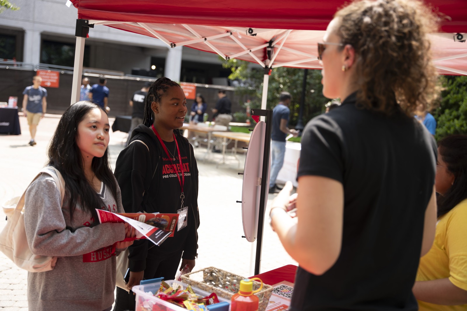 Program students talking during an off-campus activity