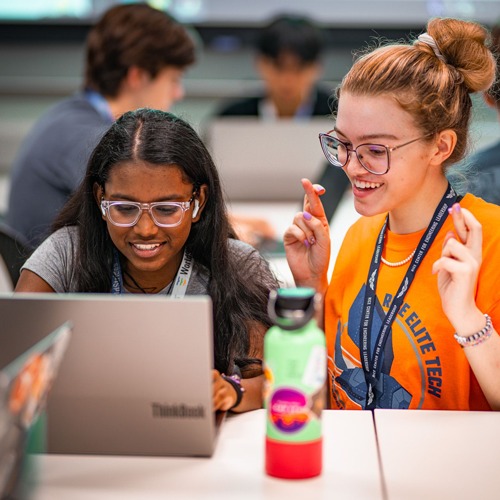 Students using computers for classroom learning