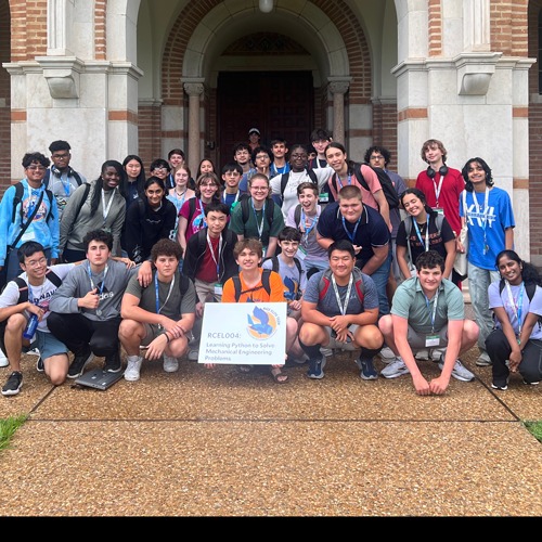 A student group on the Rice University campus