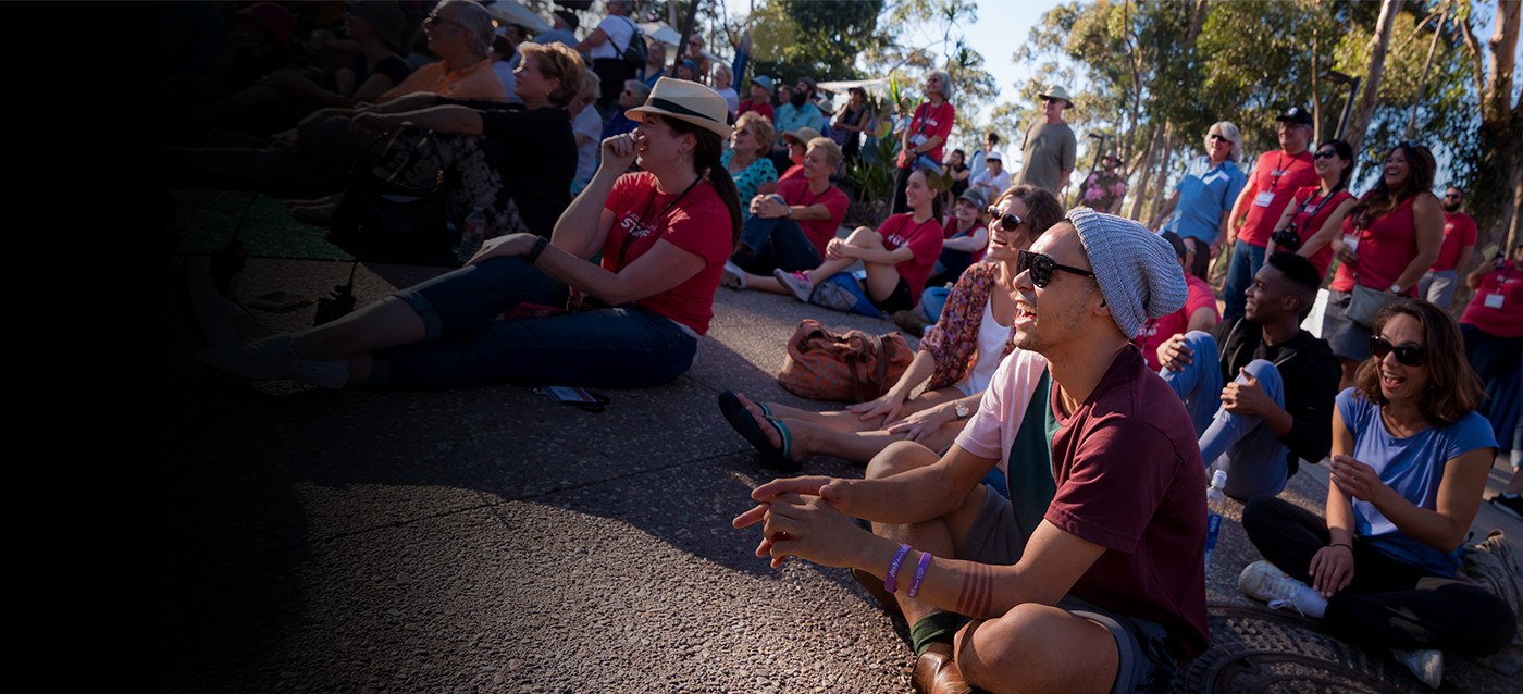 An outdoor gathering on the UC San Diego campus