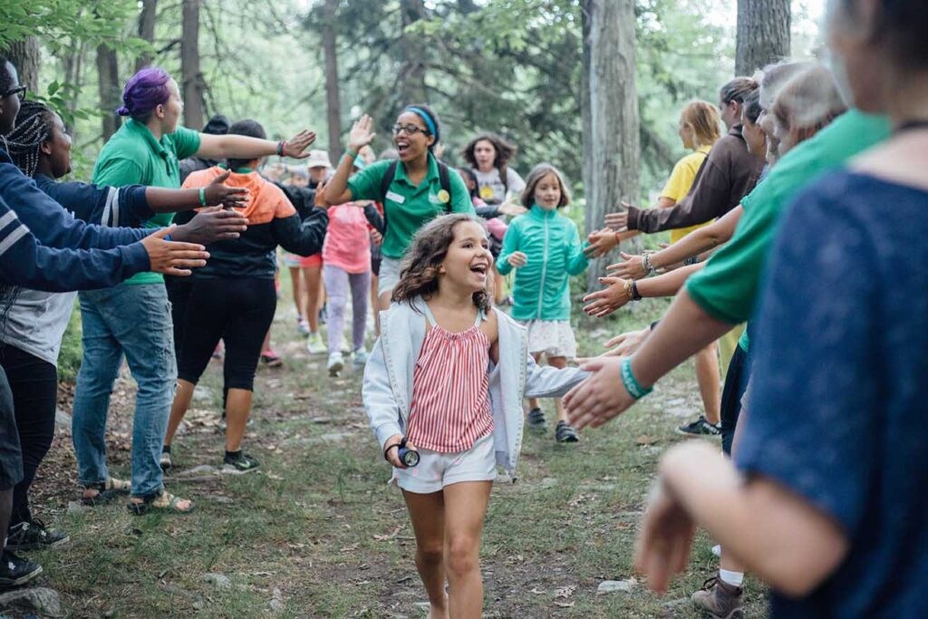 Campers welcoming one another