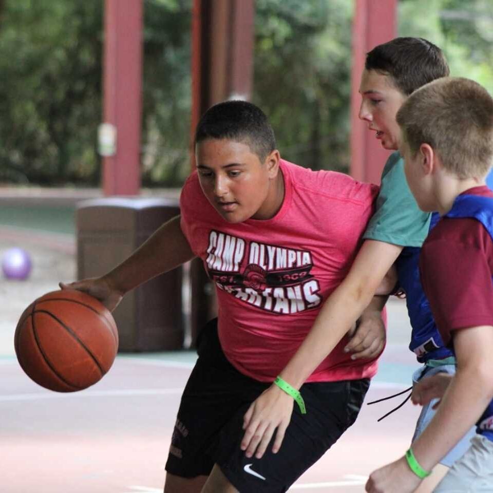 Basketball practice with fellow campers